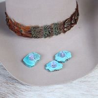 Turquoise Stone Button Hat Pin