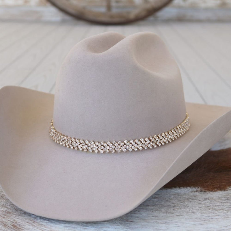Rancher Hat with Rhinestone Band Silver Rhinestone Bling Hat Band - The Kate – Willow Lane  main image 2