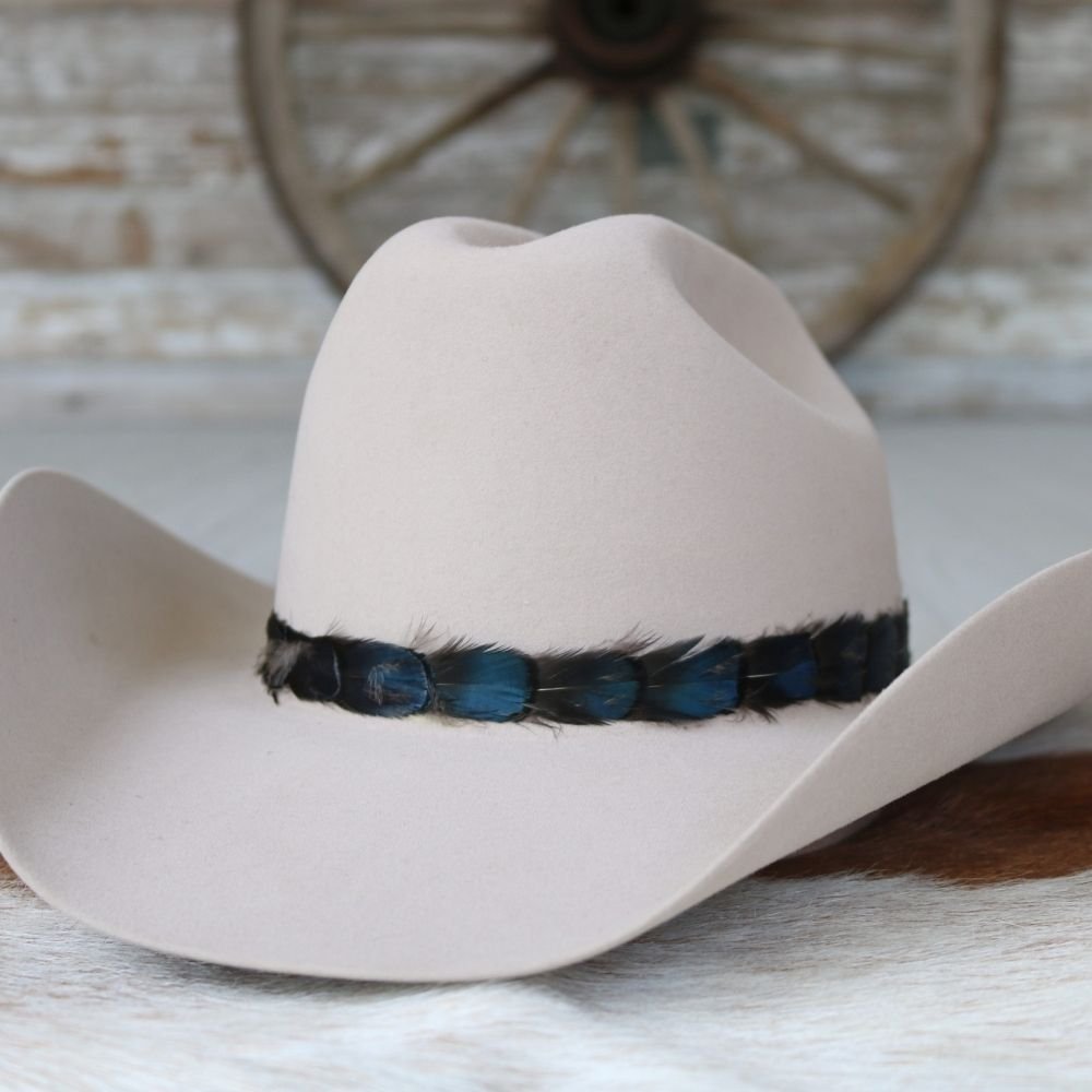 Iridescent Blue Feather Hat Band - Echo – Willow Lane Hat Co display picture 1