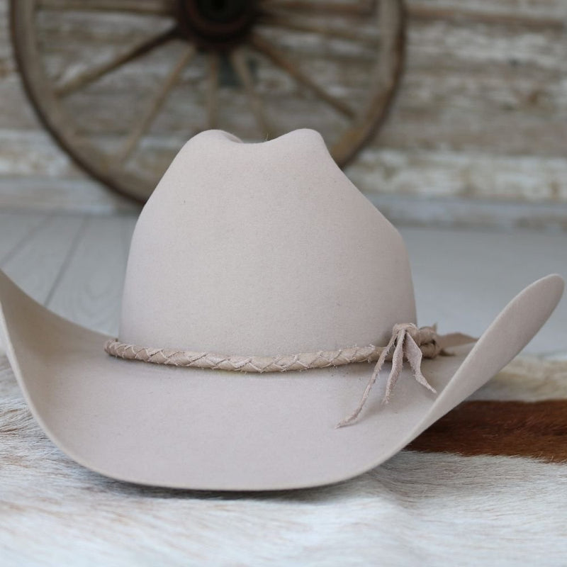 Light Taupe Braided Leather Hat Band