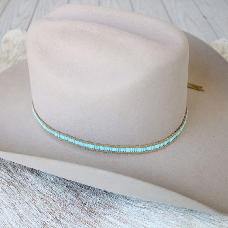 Lane Stitch Pale Blue Beaded Hat Band