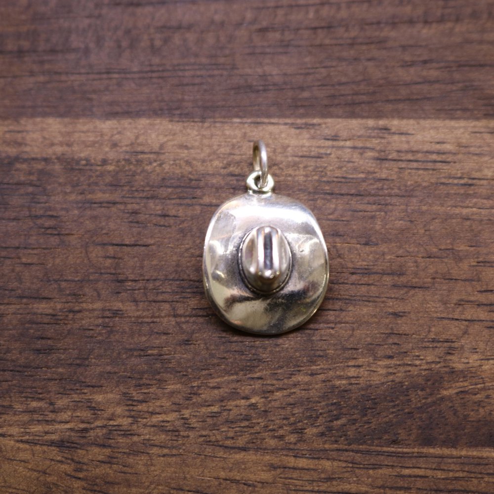 Sterling silver cowboy hat charm pendant with engraved hat design and loop top.