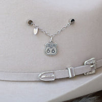 Sterling silver charm necklace with Texas Route 66 shield charm on chain