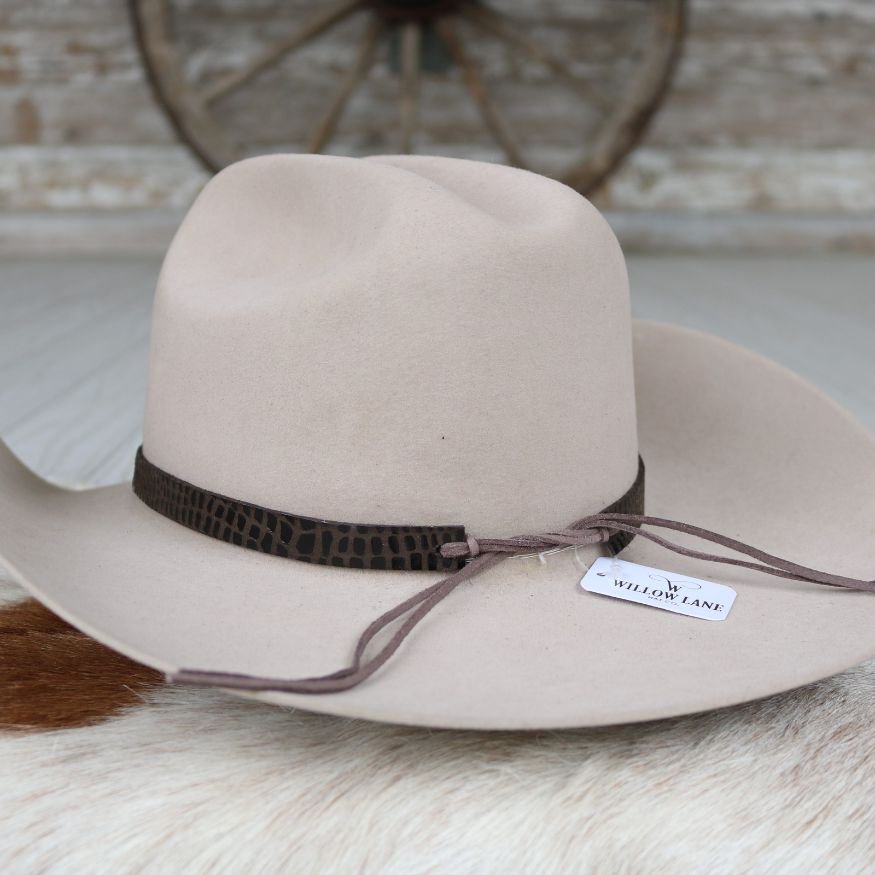 Leather Hat Band – Dark Brown Croc