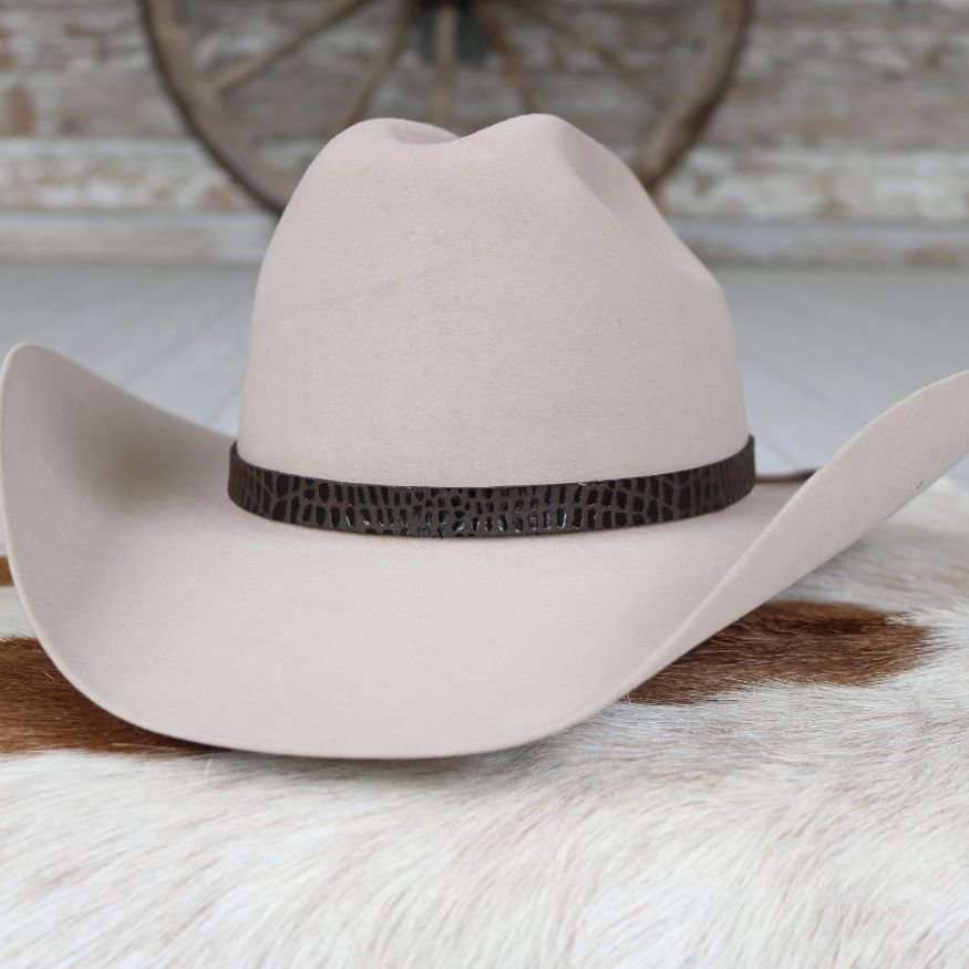 Leather Hat Band – Dark Brown Croc