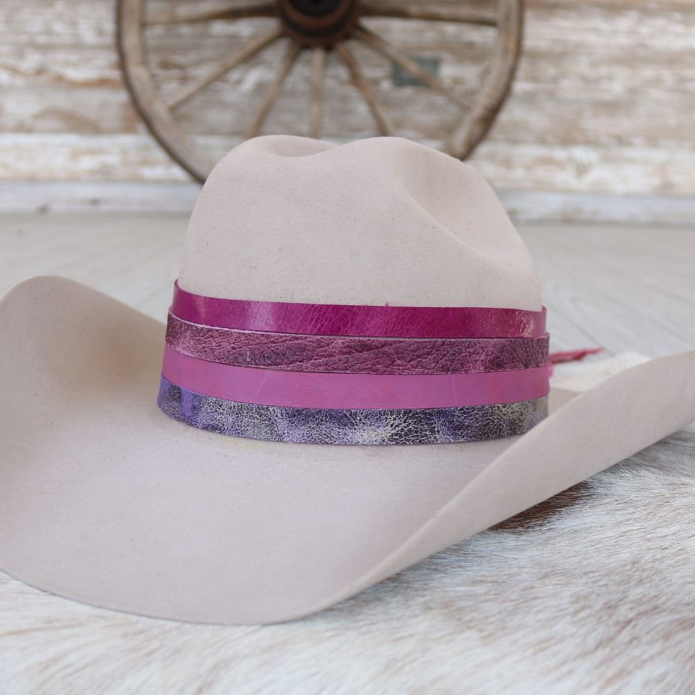 Pink & Purple Leather Hat Band Variety Pack – 4 Pack