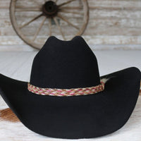 Genuine Horsehair 6 Strand Braided Hat Band with Single Tassel - Pink
