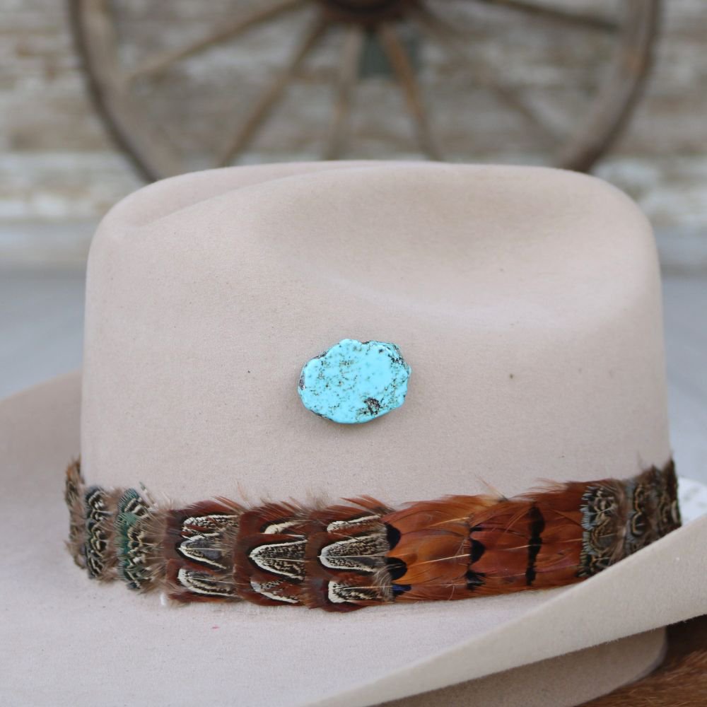 Turquoise Stone Button Hat Pin