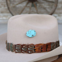 Turquoise Stone Button Hat Pin