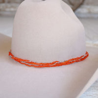 Orange Multi-Strand Beaded Hat Band