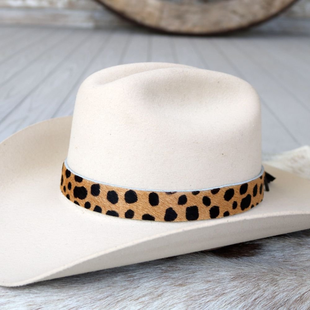 Spotted Print Leather Hat Band - Sahara