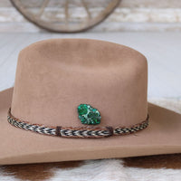 Green Stone Button Hat Pin