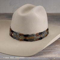 Falcon Western Feather Hat Band for Cowboy Hats and Fedoras for Men and Women Adjustable Western Style Accessory with Natural Feathers Handmade Rustic Look Classic Fit