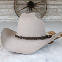 Genuine Horsehair 5 Strand Braided Hat Band with Single Tassel - Overo