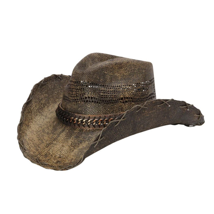 Stampede Men's Straw Cowboy Hat - Brown Chain