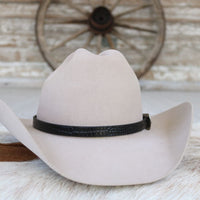 Leather Hat Band with Silver Buckle – Black Croc