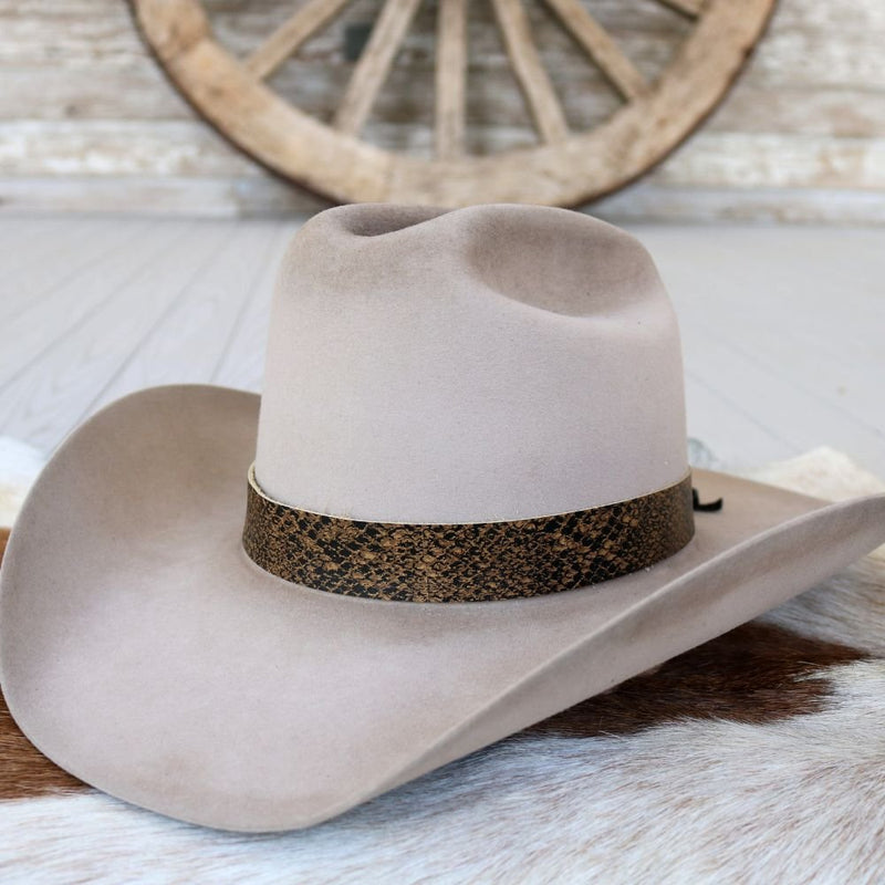Brown Snake Print Leather Hat Band