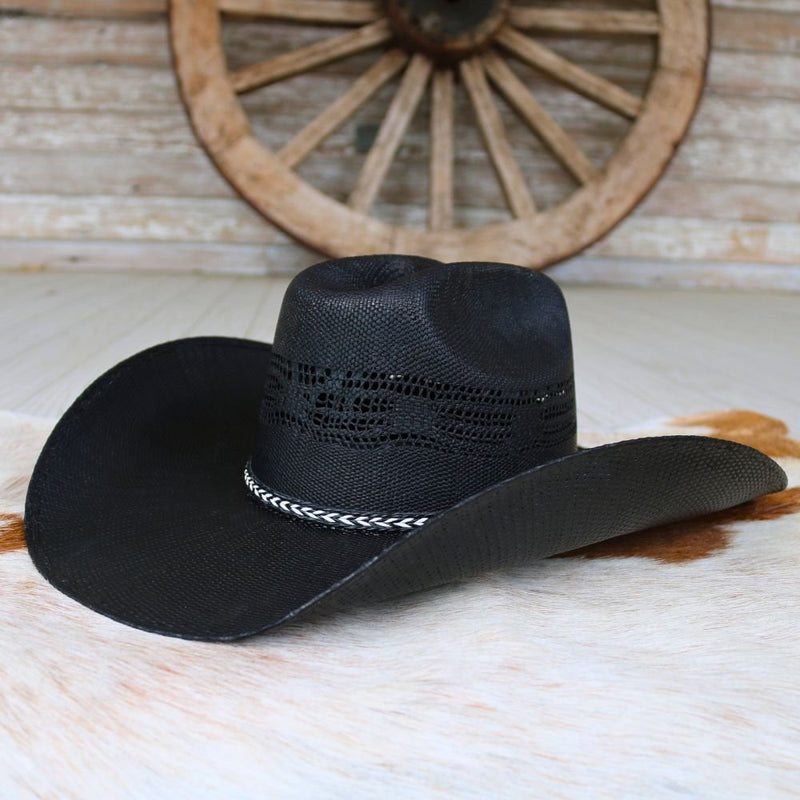 Twister Black Straw Bangora Cowboy Hat