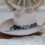 Grey Snake Print Leather Hat Band