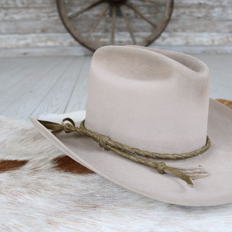 Olive Braided Leather Hat Band