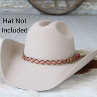 Genuine Horsehair 6 Strand Braided Hat Band with Single Tassel - Pink