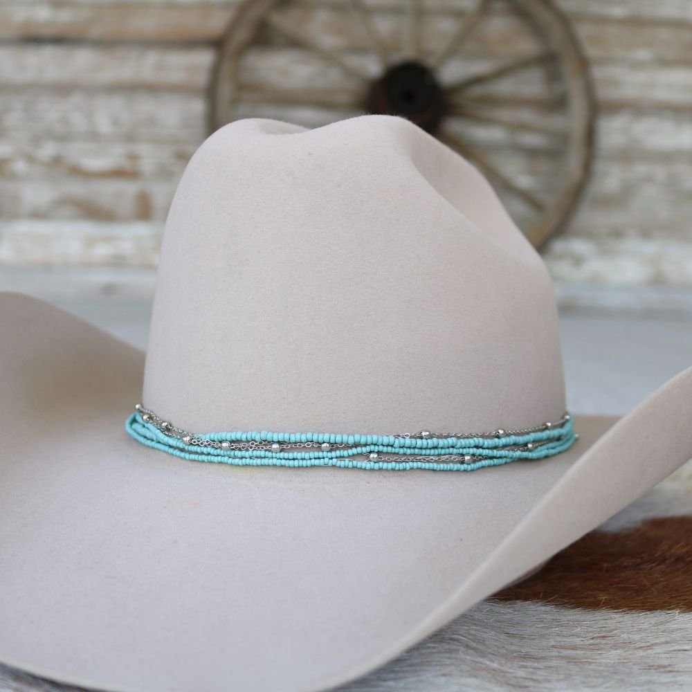 Dusty Blue Multi-Strand Beaded Hat Band – Willow Lane Hat Co