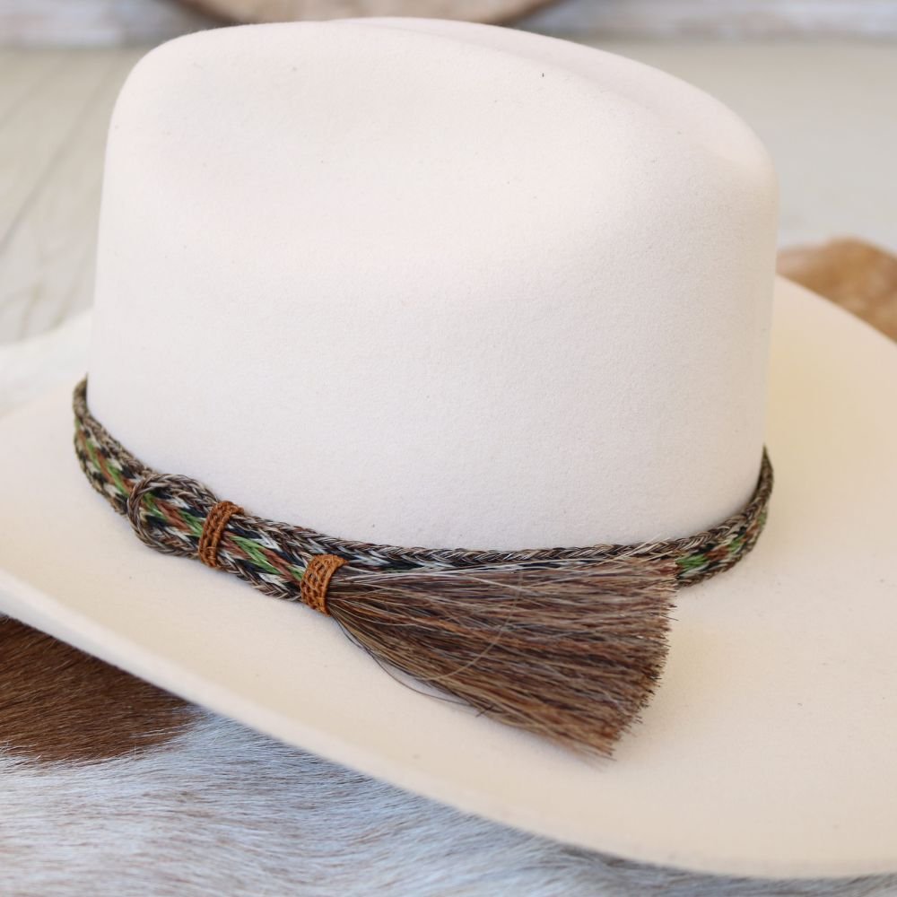 Genuine Horsehair 6 Strand Braided Hat Band with Single Tassel