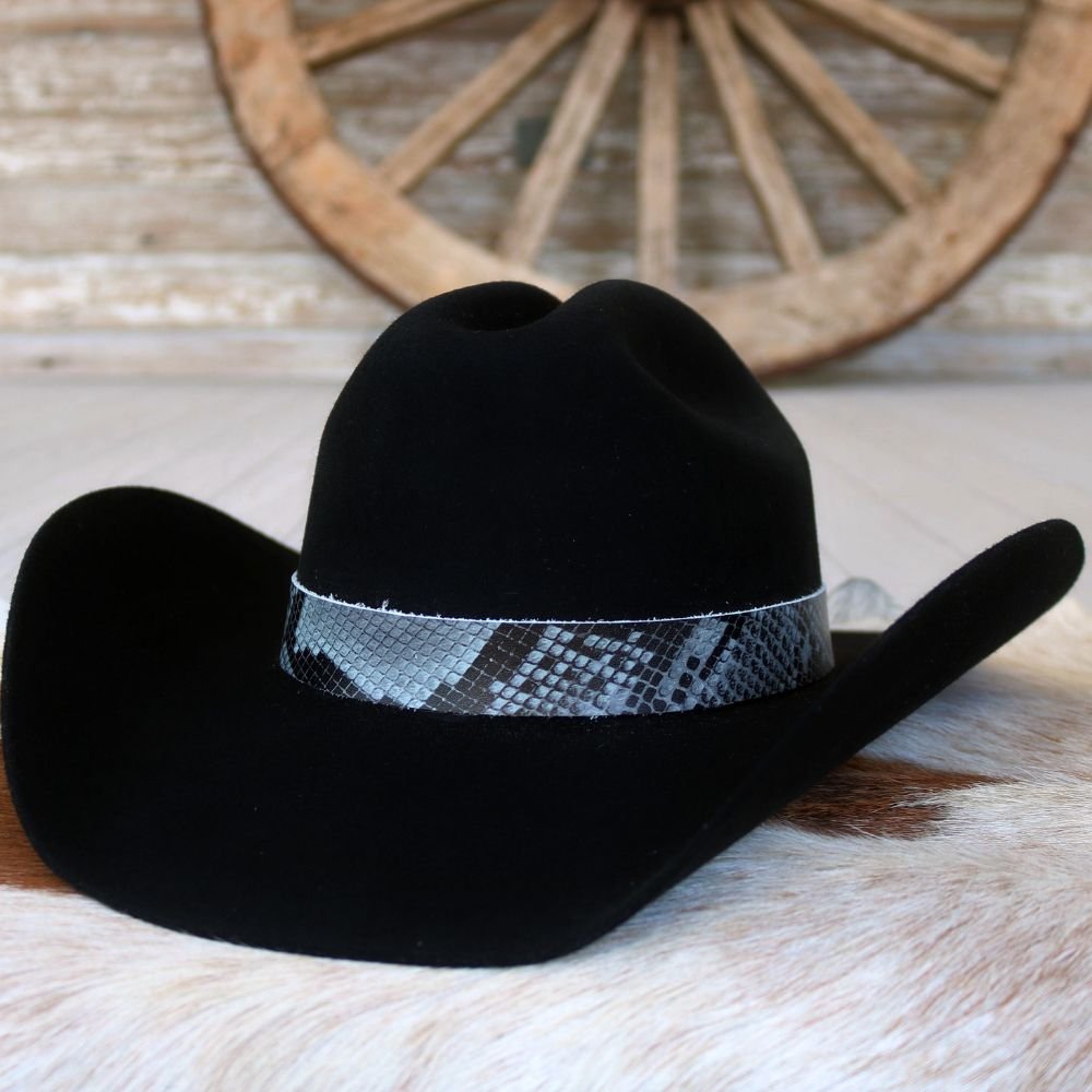 Grey Snake Print Leather Hat Band – Willow Lane Hat Co display picture 1
