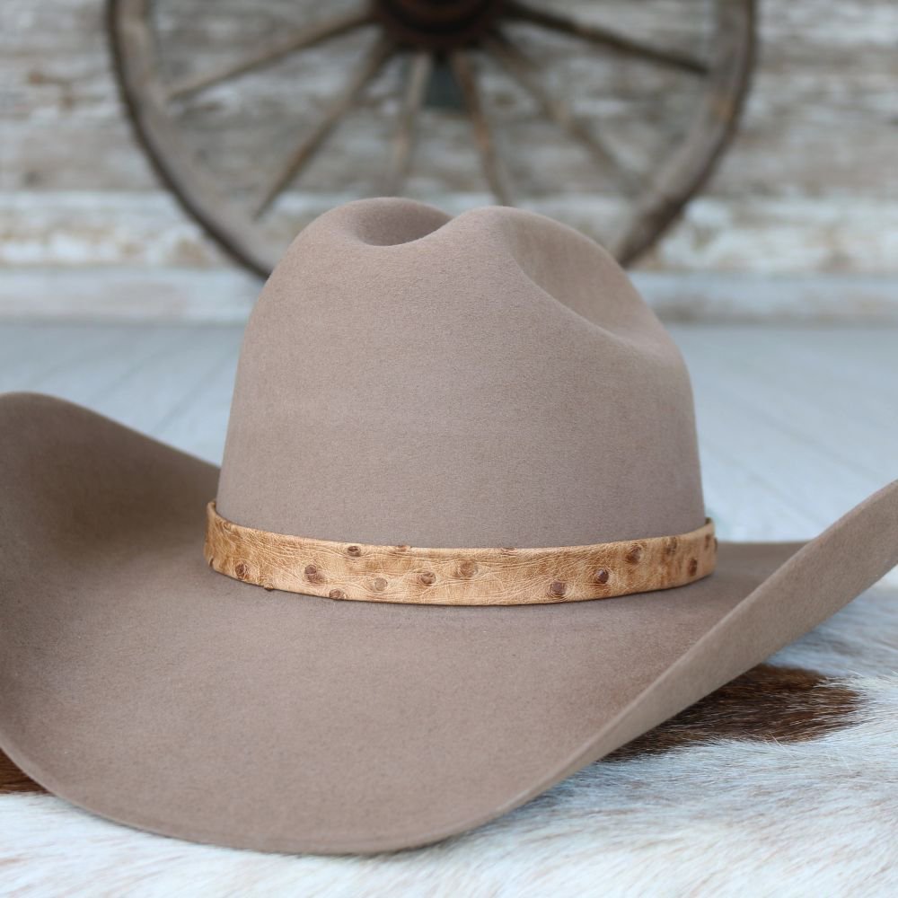 Tan Ostrich Leather Hat Band