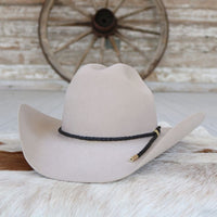 Black Braided Leather Hat Band with Gold Slide Closure