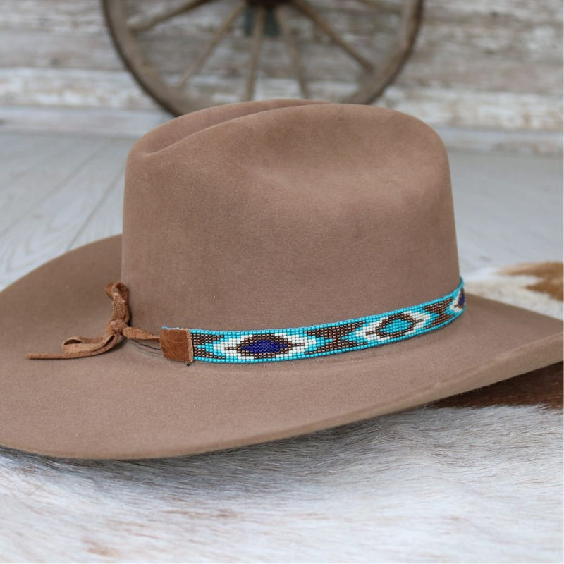 Leather Band And Beads Cowboy Hat M&F Western Leather & Bone Beaded Hat Band | Pinto Ranch main image 4