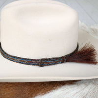 Genuine Horsehair 6 Strand Braided Hat Band with Single Tassel - Taos