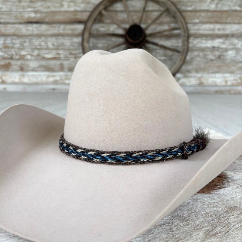 Genuine Horsehair 6 Strand Braided Hat Band with Single Tassel - Caleb