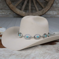 Silver Concho Hat Band Turquoise Stone - Strider