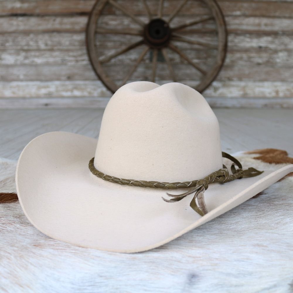 Olive Braided Leather Hat Band