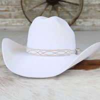 White Boot Stitch Leather Hat Band