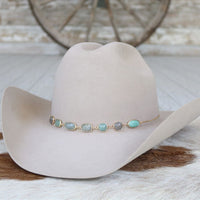 Turquoise & Grey Stone Chain Hat Band – Ada