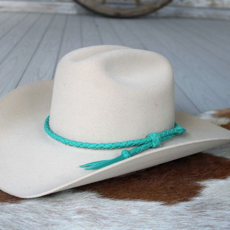 Turquoise Braided Leather Hat Band