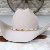 White & Neutral Stone Chain Hat Band – June