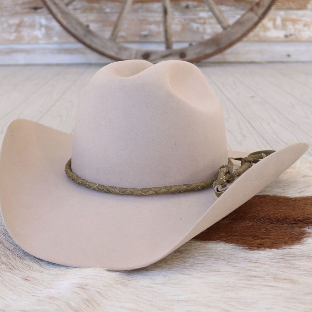 Olive Braided Leather Hat Band