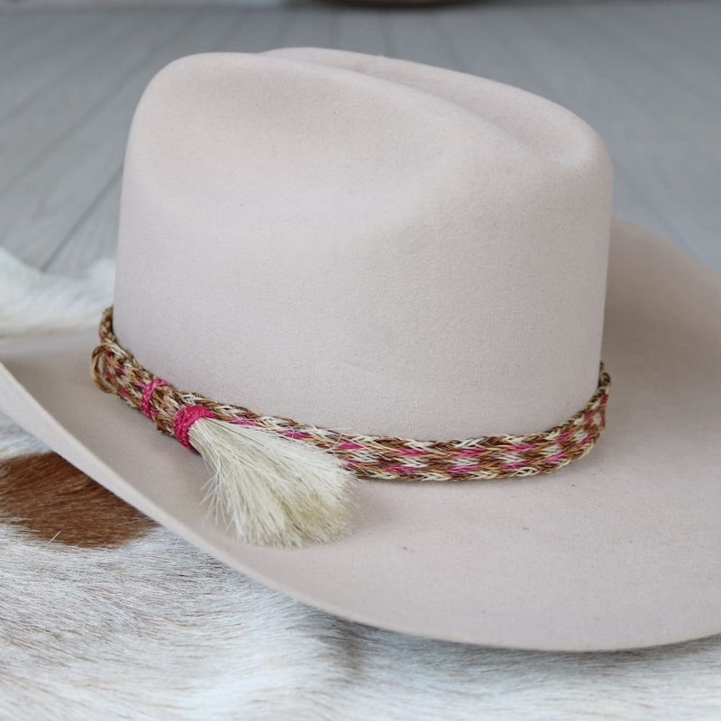 Horsehair Pink Braided Tassel Hat Band – Willow Lane Hat Co display picture 3