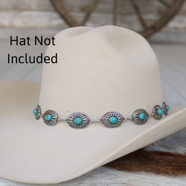 Silver Concho Hat Band - Palomino