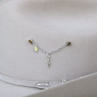 Sterling silver charm chain with saguaro cactus charm and green bead