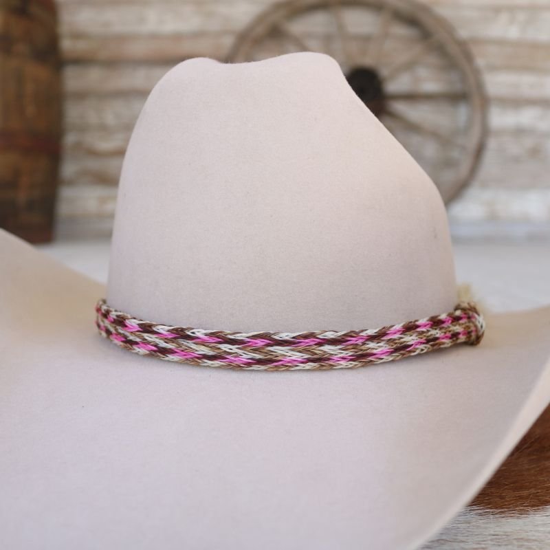 Horsehair Braided Single Tassel Hat Band - Cerise