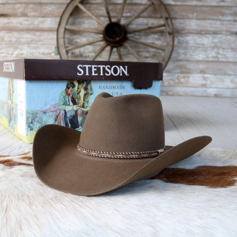 Stetson Men\'s Felt Hat in Beige with Brown Leather Band Stetson Belted Wool Felt Western Hat - Beige – SON OF A STAG main image 3