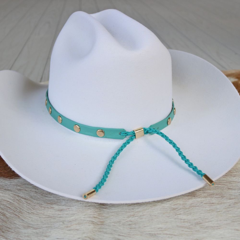 Turquoise Studded Goat Leather Hat Band