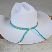Turquoise Studded Goat Leather Hat Band