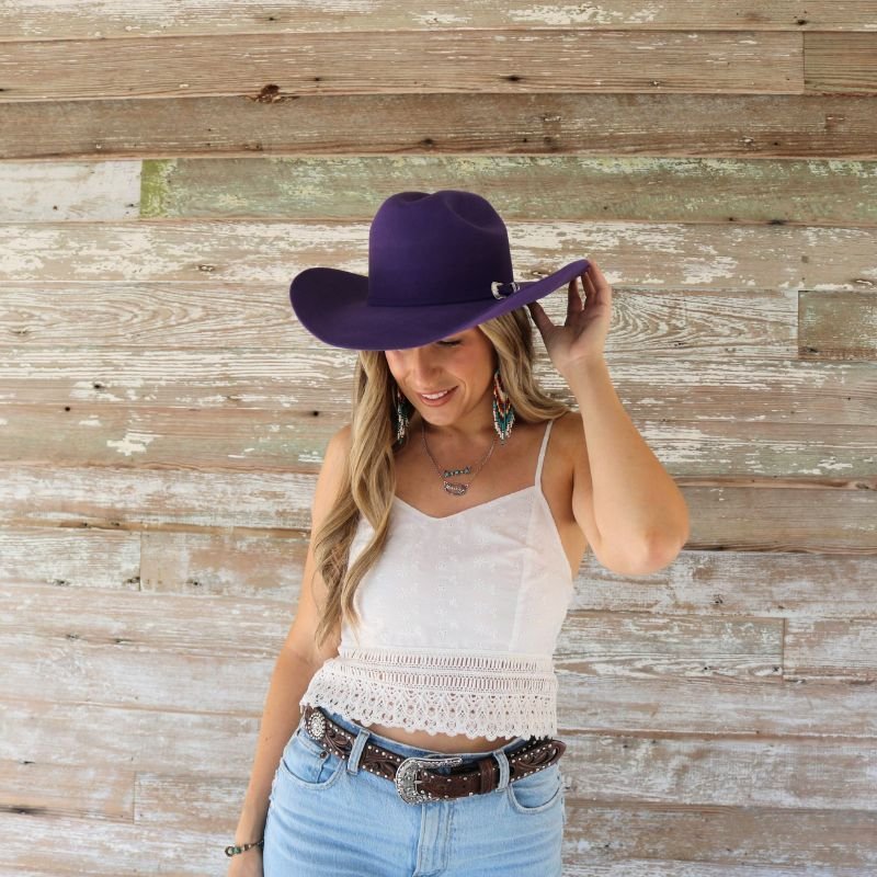 Bailey 4X Purple Fur Felt Cowboy Hat Willow Lane Hat Co