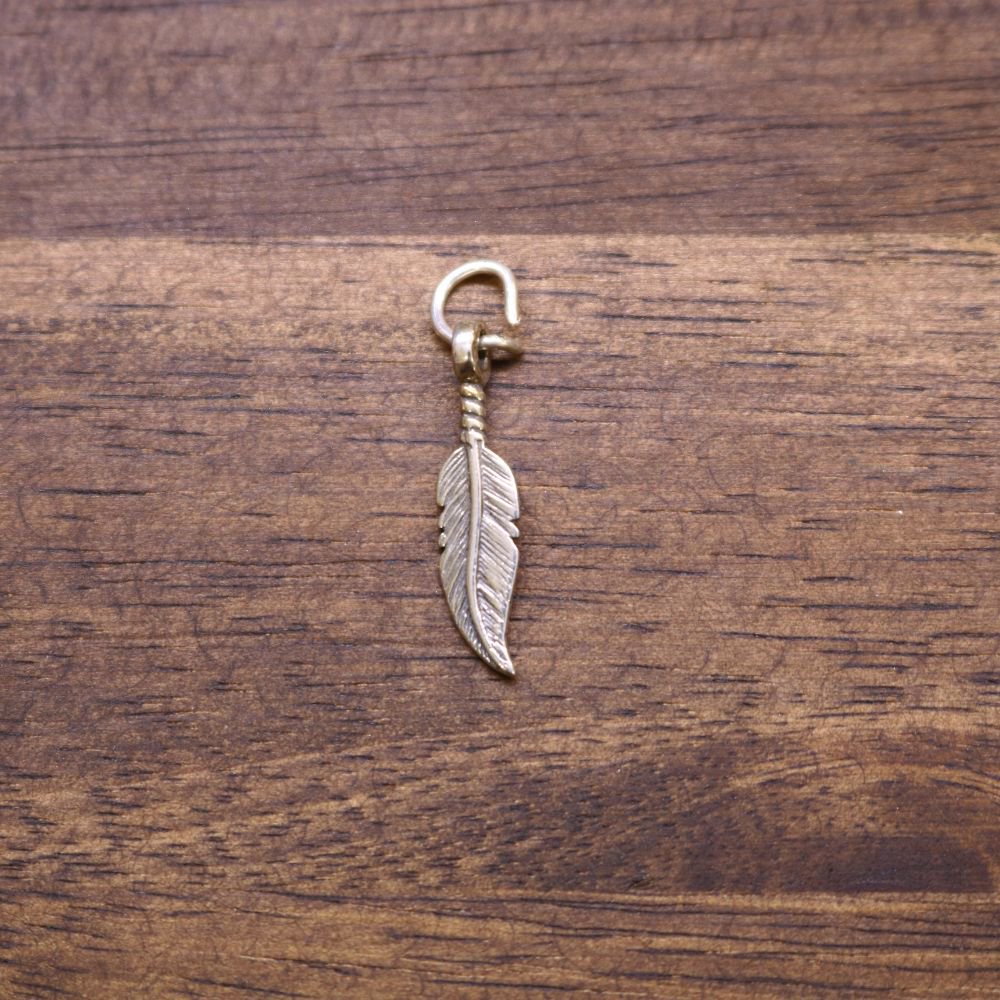 Sterling silver feather charm with loop and clasp hardware