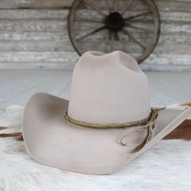 Olive Braided Leather Hat Band